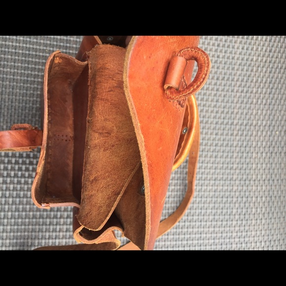 Vintage Brown Leather Crossbody Bag Fall Boho - Picture 5 of 10